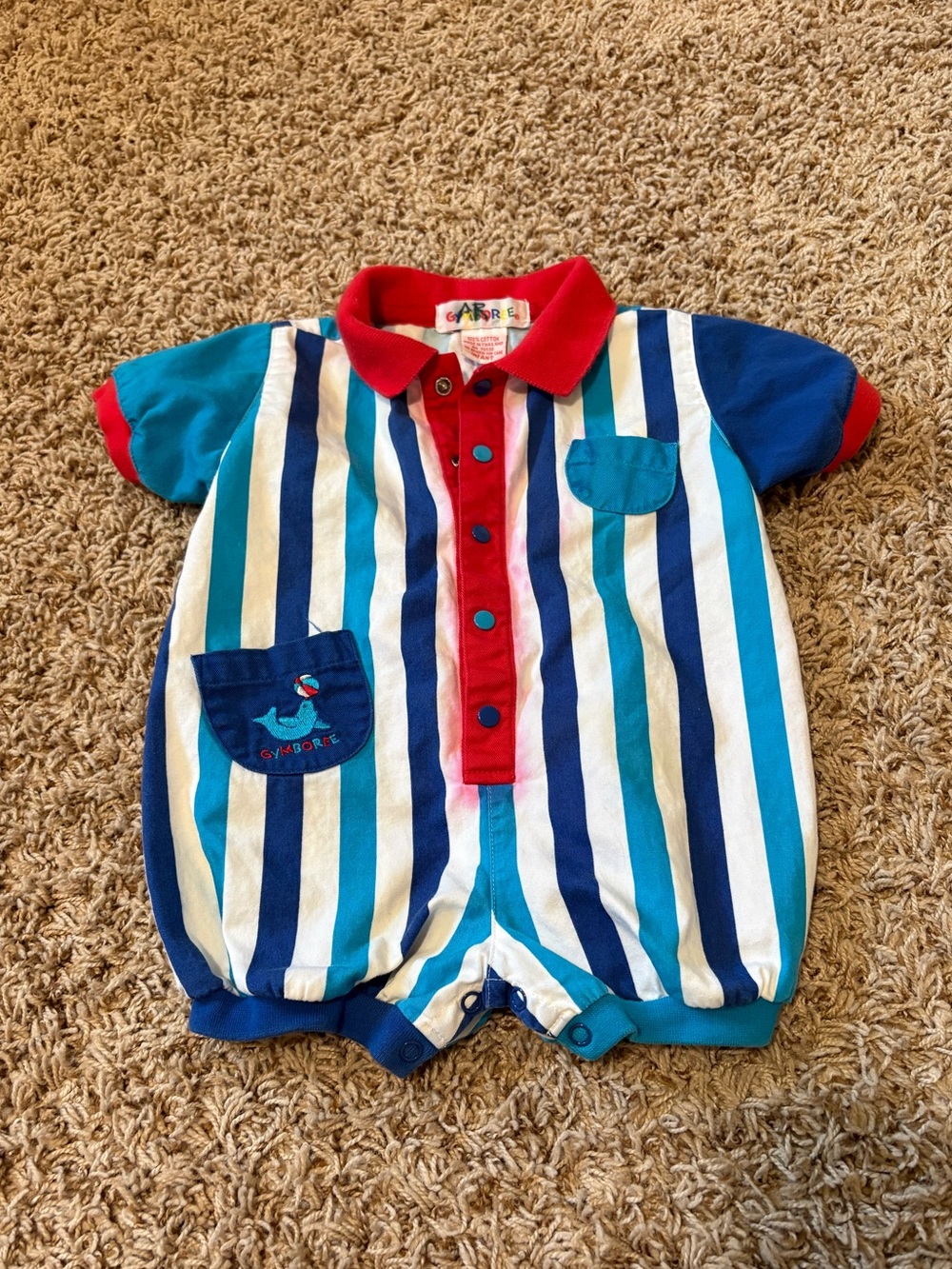 Vintage 90s Gymboree Bubble Striped Infant Romper size 6-12 months
